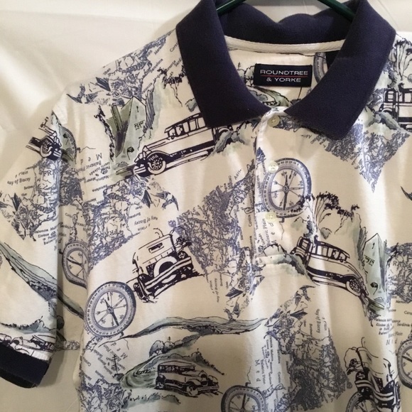 Roundtree & Yorke Blue and White Polo Shirt - Picture 2 of 5